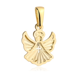 Zawieszka złota 585 diamentowany aniołek z krzyżykiem